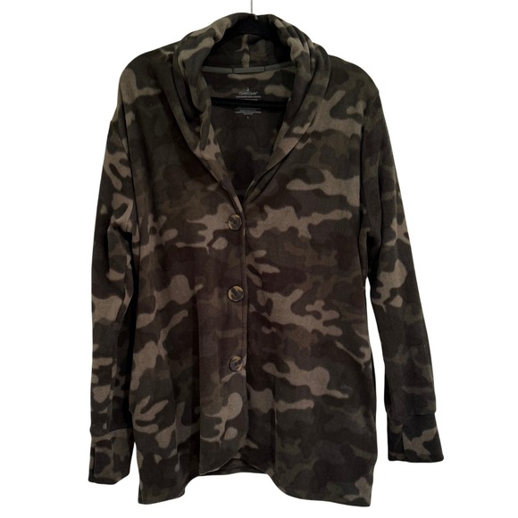 Cuddl Duds Sweaters - Cuddl Duds‎ Camo Fleece Cardigan Jacket Women Large Cozy Lounge